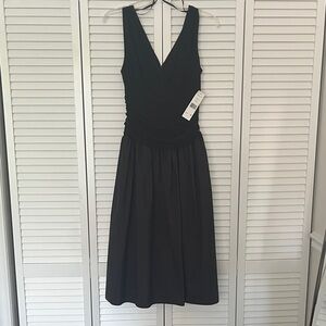 Eliza J Elegant Black V-Neck Midi Dress